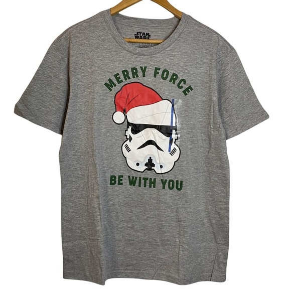 Star Wars Stormtrooper Merry Force Be With You Heather Gray Grey L Large Fandom - Picture 1 of 11